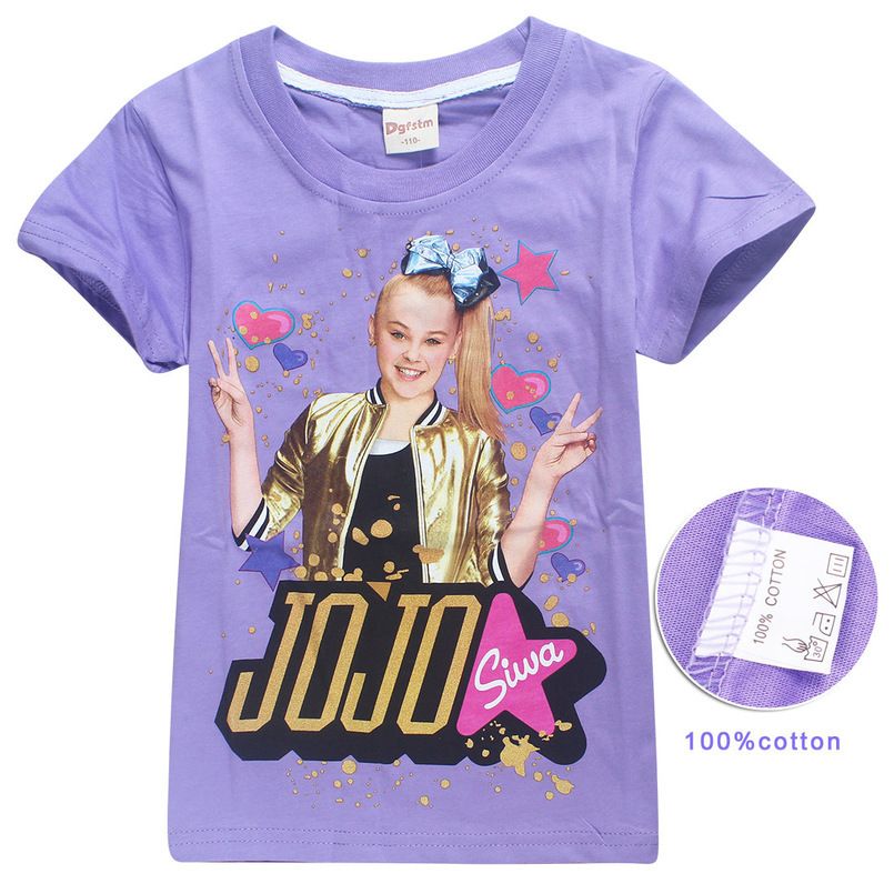 Kid Girl JOJO SIWA Summer Cotton Short Sleeve T-shirt Tops Holiday Birthday Gift
