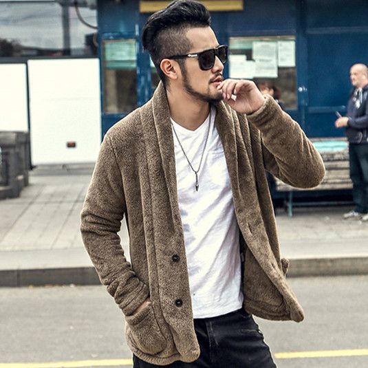 black cardigan outfit male