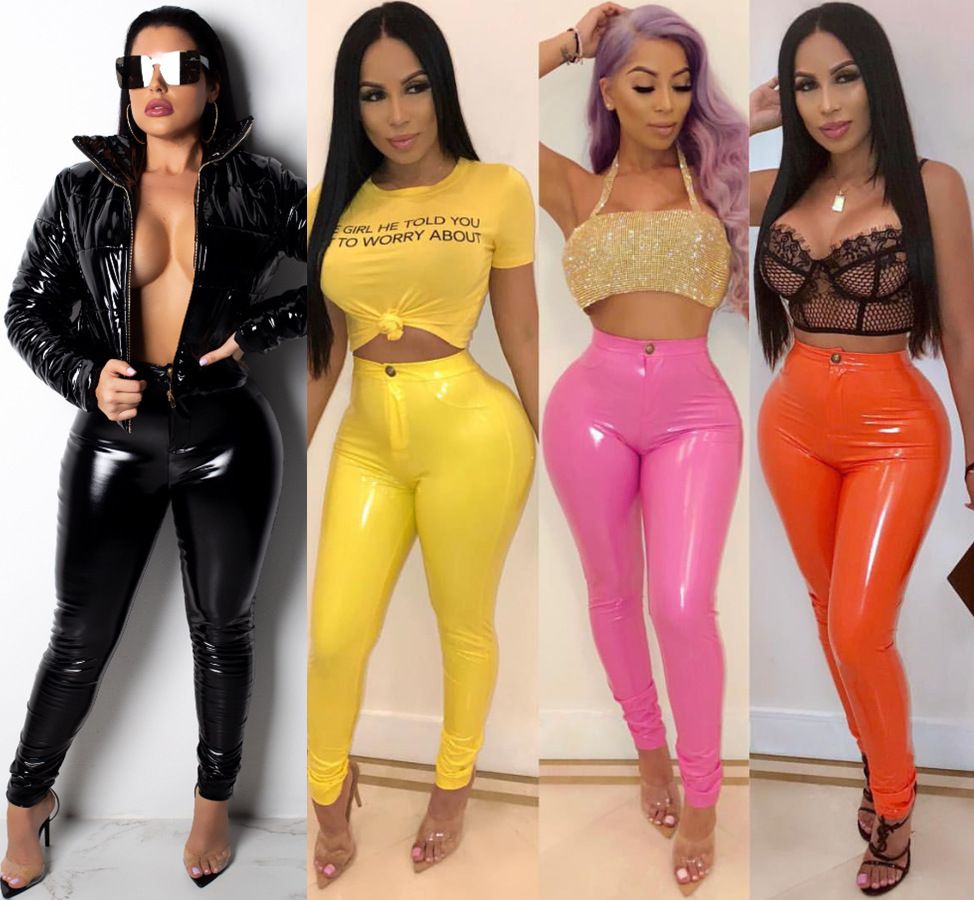 High Waist Sexy Latex Trousers Novelty 