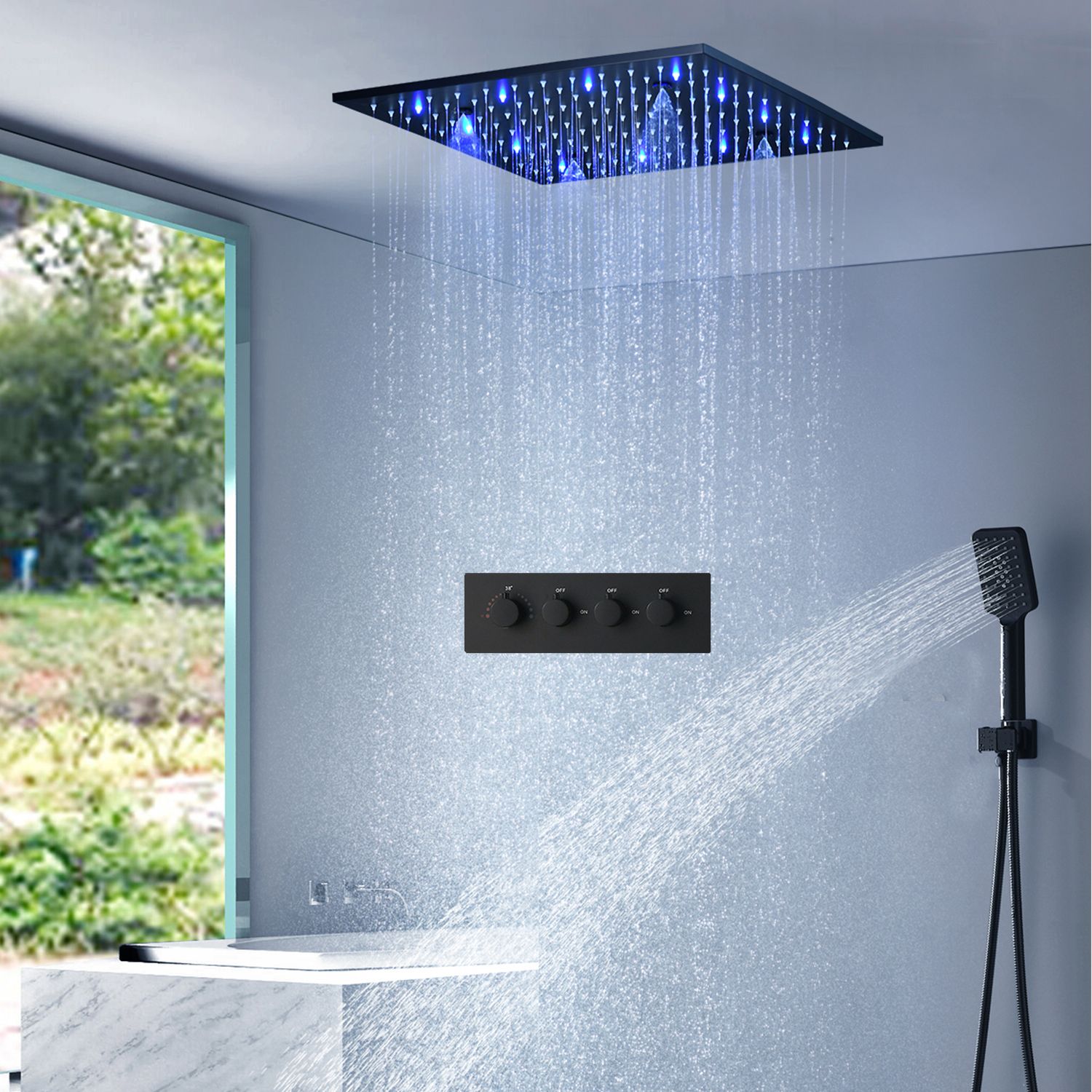 Best Quality Black Shower Set 20Inches SPA Mist Rainfall Shower Head