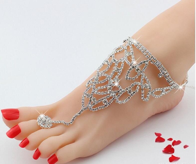 Zhiwen Womens 925 Silver Chain Infinite Anklet Foot Bracelet Sandals Beach Feet Diamond Anklet