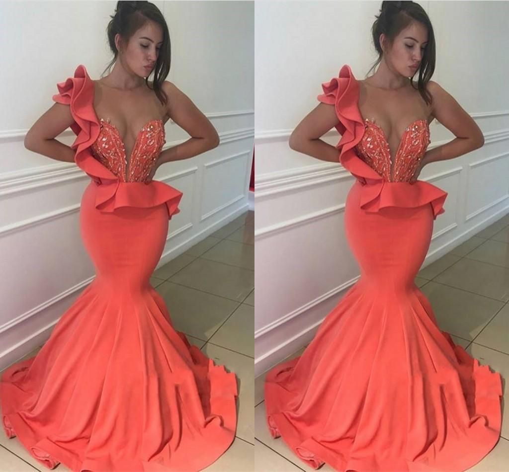 coral mermaid prom dresses