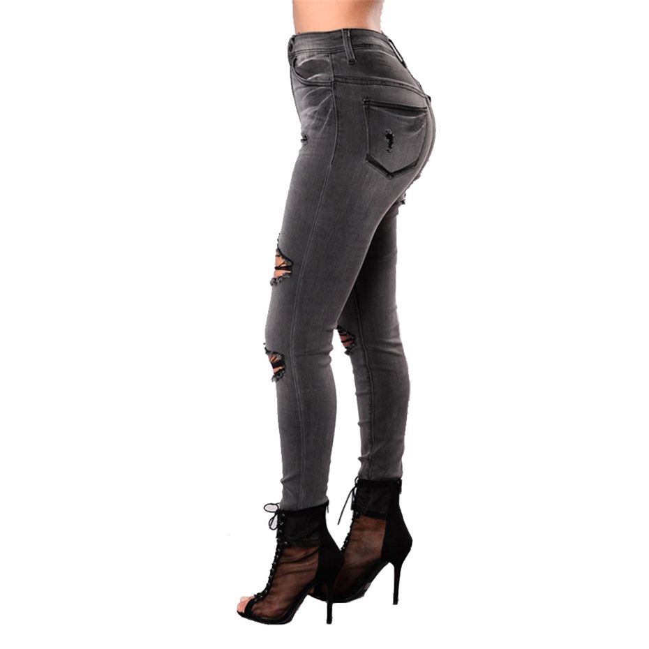 Compra Lavado Negro Pantalones Vaqueros Desgastados Desgastados Mujeres  Pantalones De Cintura Alta Rotos Pantalones Pitillo Pantalones De Lápiz  Para Mujeres Negro Barato | Entrega Rápida Y Calidad | Es.Dhgate
