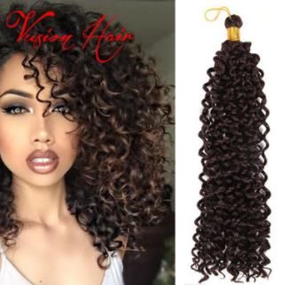 Ombre Color Crochet Braiding Curly Hair Extensions 14 Inch Dark
