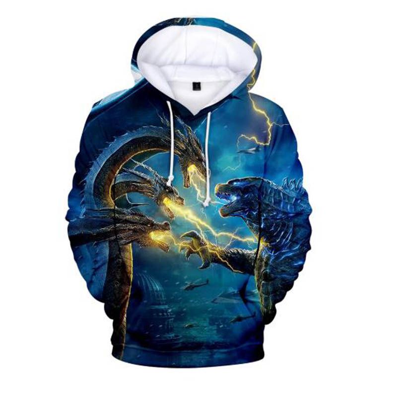 PANOZON Godzilla vs Kong Boys Hoodies 3D Printed Loose Front Pocket Cool Long Sleeve Hoodies 