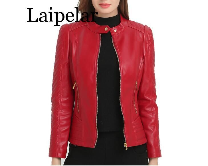 womens red leather jacket plus size