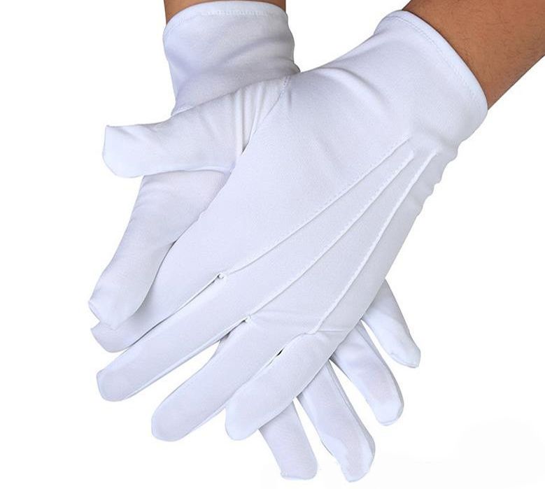 mens long white gloves