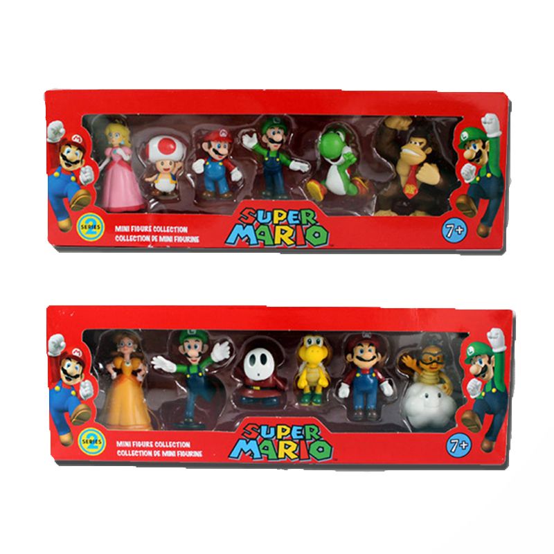 6Pcs/Set 3-7cm Super Mario Bros PVC Action Figure Toys Dolls Mario Luigi Yoshi