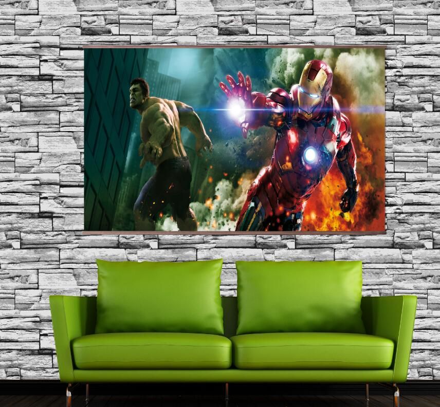 2019 Hot Iron Man 3 Movie Canvas Poster With Wood Scroll From
