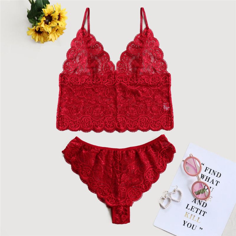 2020 New Style Lady Fashion Sling Lace Sexy Lingerie Set Hollow Red Ladies  Underwear Sexy Girl Panties From Buystore, $5.01