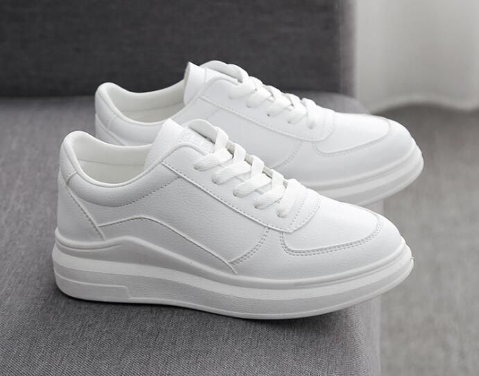 Compre 2019 Zapatos Blancos 2018 Plataforma De Primavera Casual  Antideslizante Para Mujer De Cuero De La PU Cordones Zapatos Para Mujer  Tenis Feminino Moda A 29,85 € Del China2008_brand | DHgate.Com