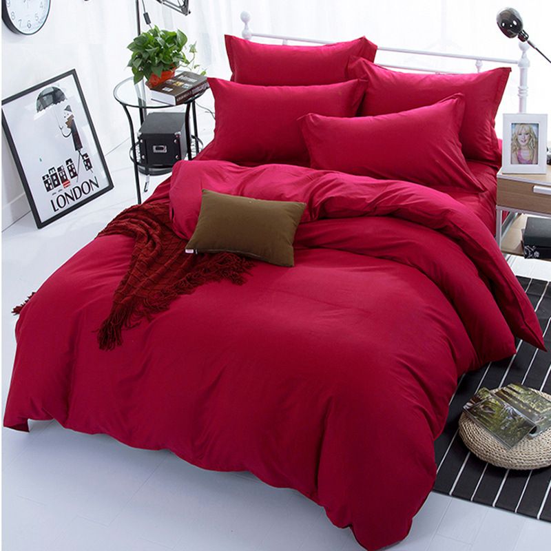 Burgundy Color Duvet Cover Sets For Single Double Bed Kids Adults