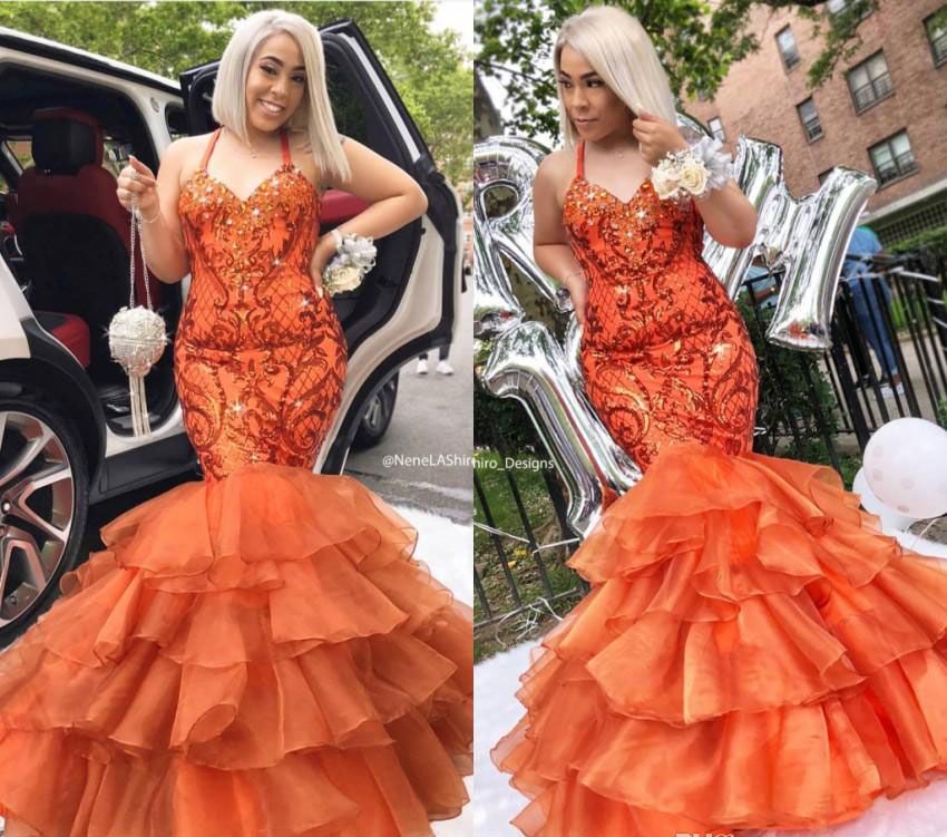 coral prom dress mermaid