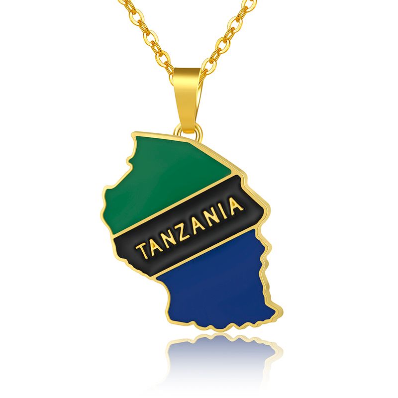 TANZANIA Map And Flag Pendant Necklaces