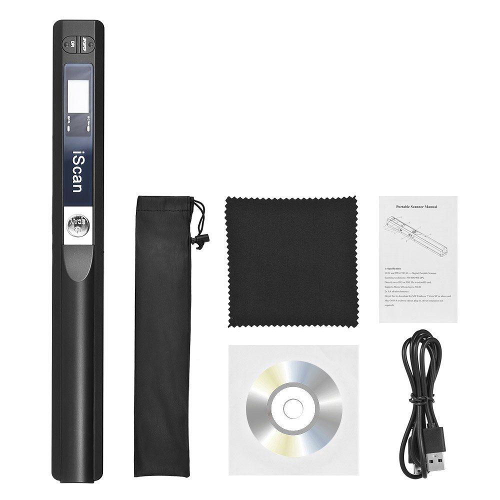 Scanner,Portable Handheld Wand Wireless Scanner A4 Size 900DPI JPG/PDF Formate LCD Display with Protecting Bag for Business Document Reciepts Books Images 