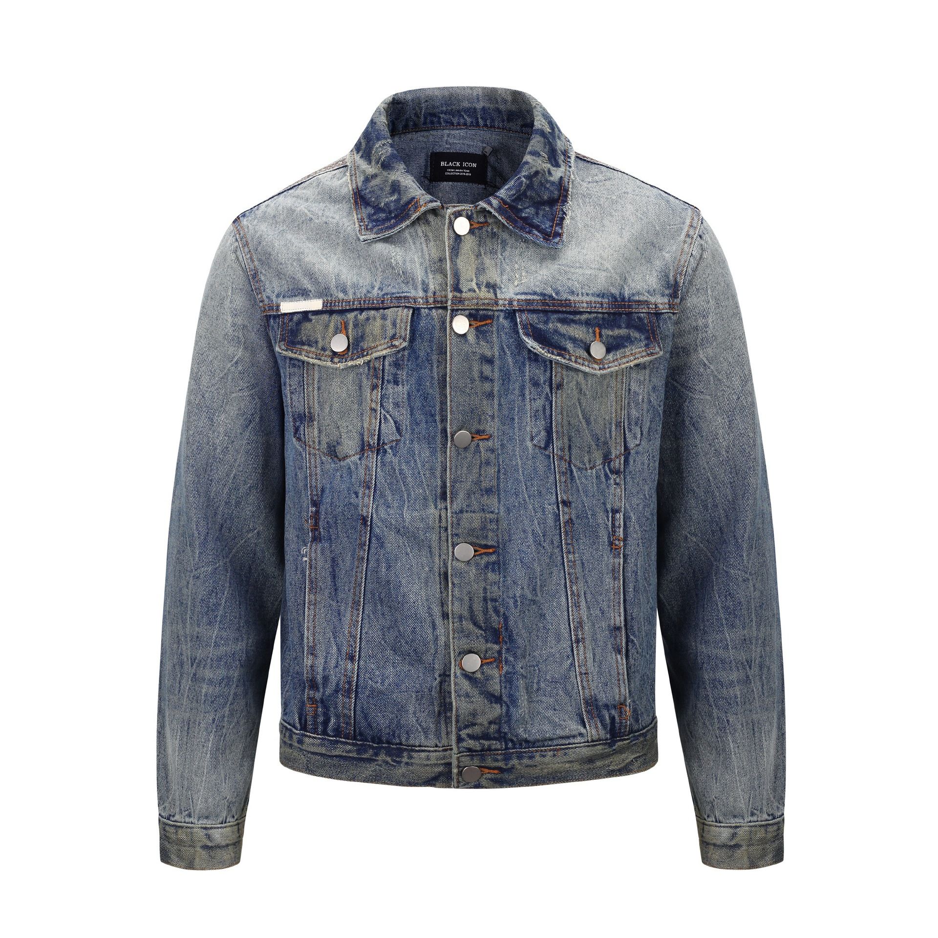 Mens Jackets Coat Retro Double Line Sanding Washed Denim Back Men And ...