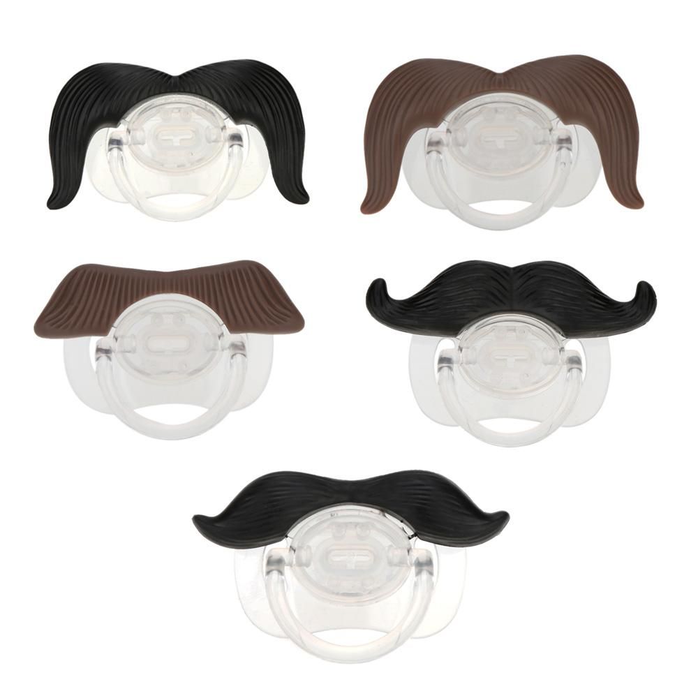 Baby Classic Gentleman Beard Mustache Baby Boy Girl Pacifier Nipples Brown