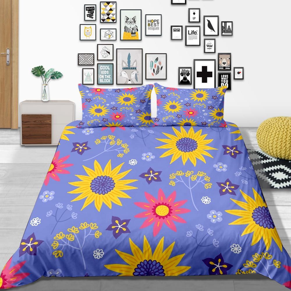 Cartoon Sunflower Bedding Set King Creative Lovely Duvet Cover