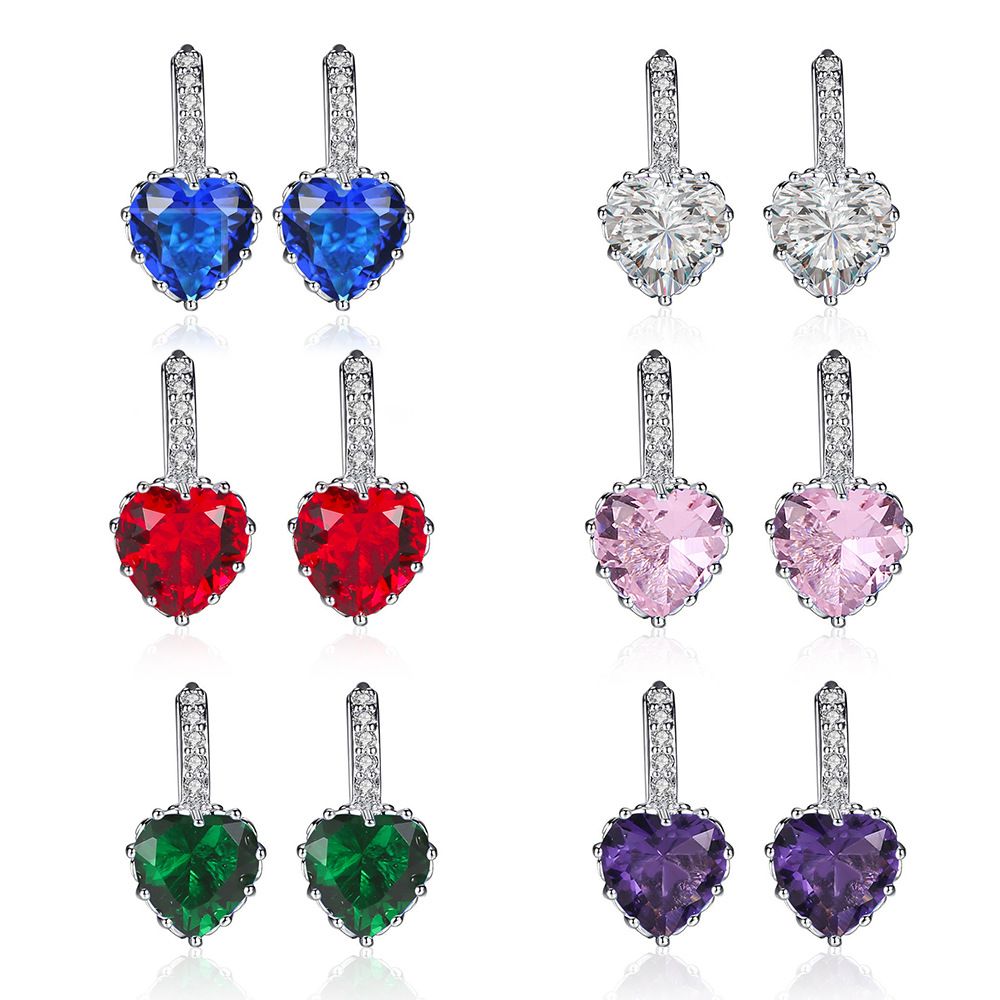 Fashion Women Crystal Cubic Zirconia Hoop Ear Stud Earrings Wedding Jewelry Gift