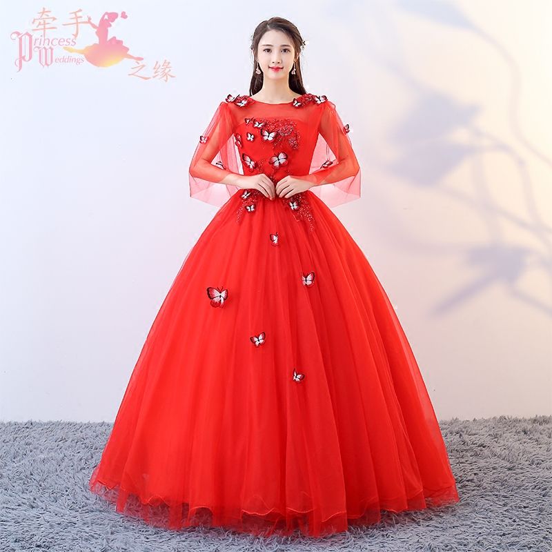 red butterfly dress