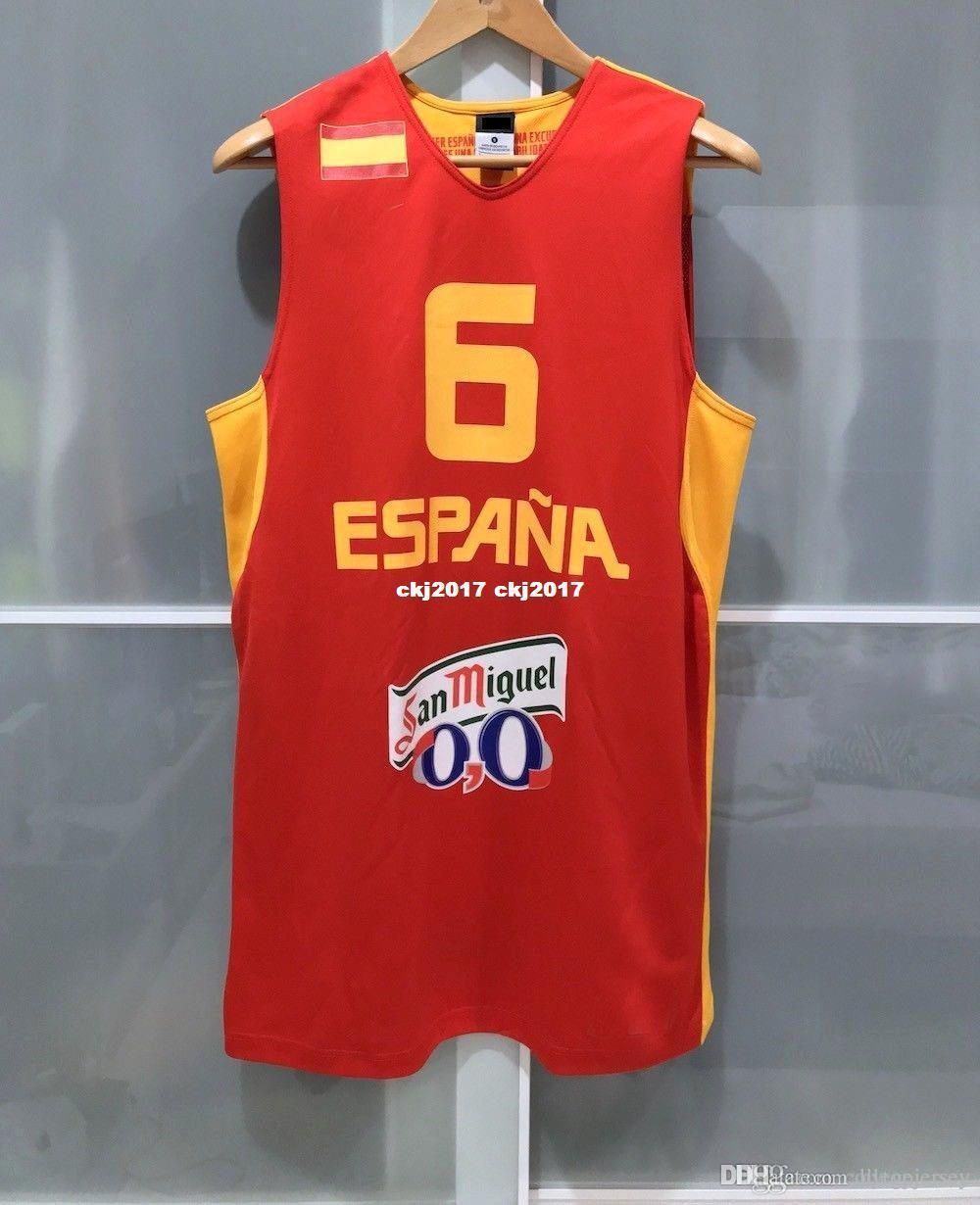 barato al por ESPAÑA Ricky Rubio baloncesto de Jersey FIBA ​​ ESPANA la
