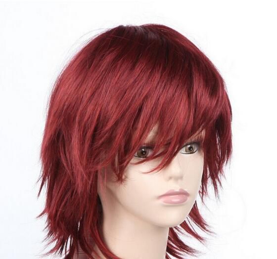 short dark red wig