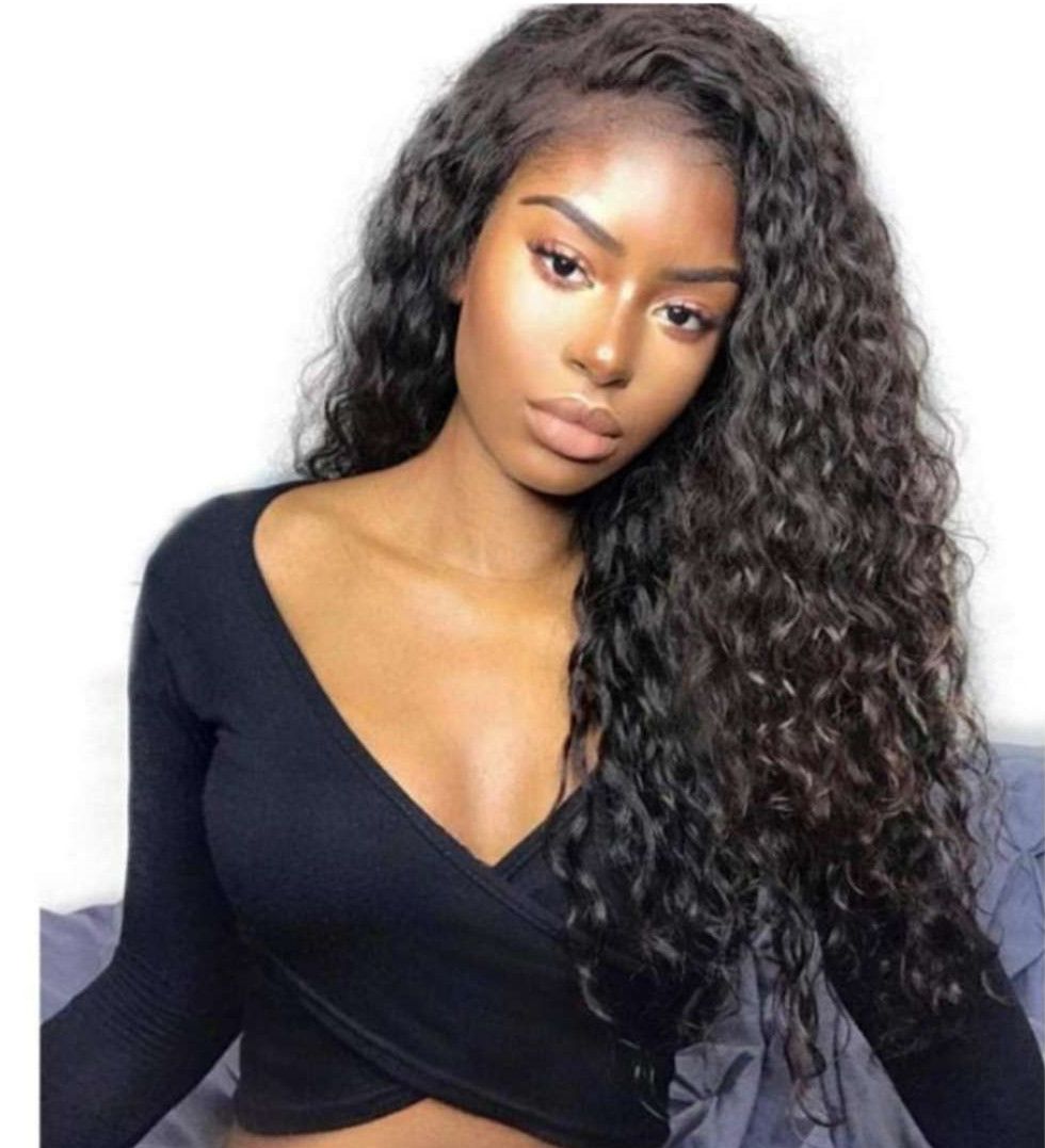 Full 360 Human Wigs Deep Wave 150 Density High Ponytail Updo 360