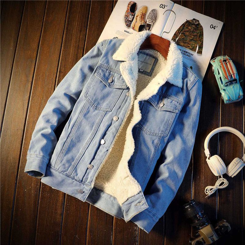 Winter Denim Jacket Hooded Fur Lined 
