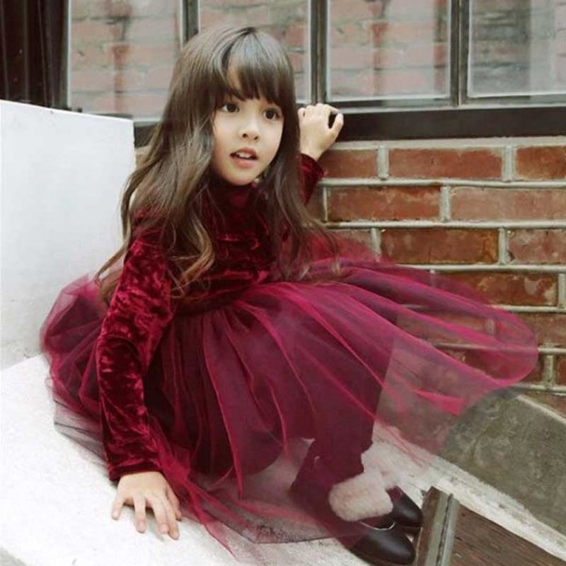 robe en velour pour petite fille