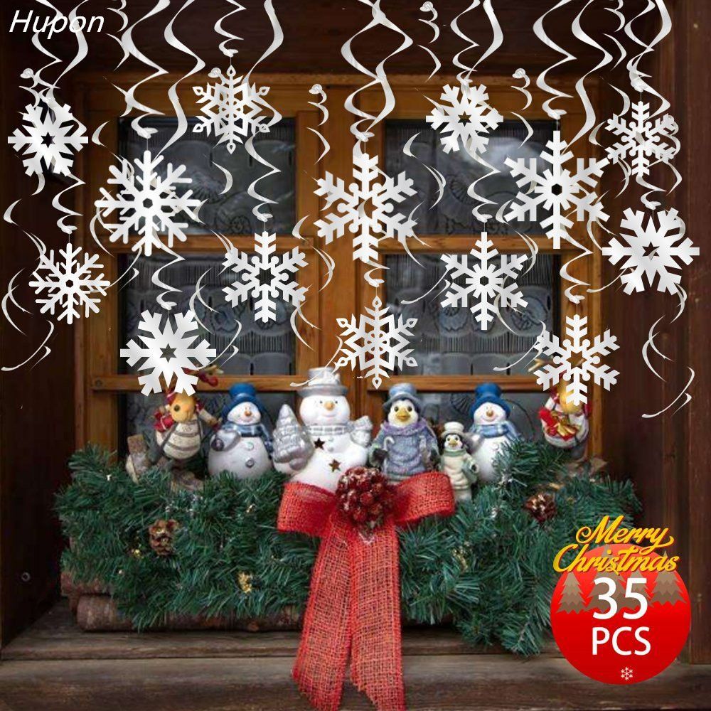30Pcs White Snowflakes Christmas Decorations Supplies Hanging String Ornament AU