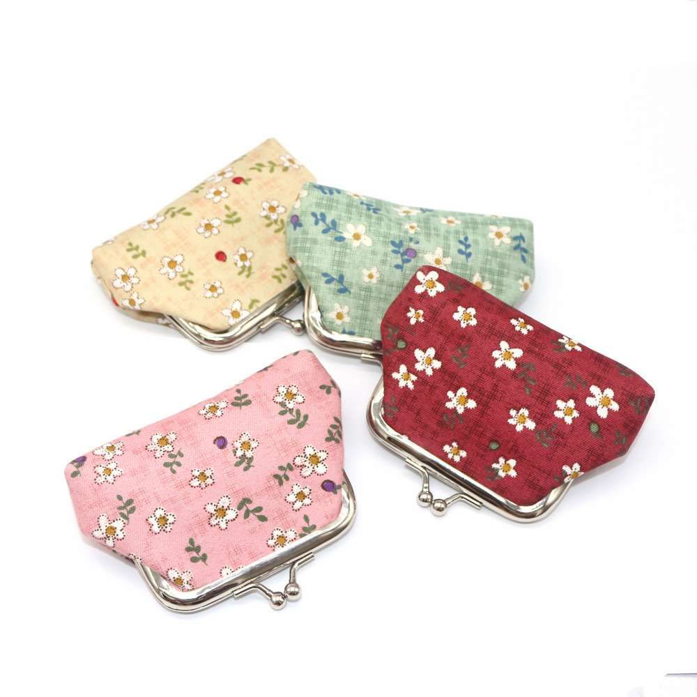 Mini Floral Buckle Coin Purses Vintage Pouch Kiss Lock Change Purse ...