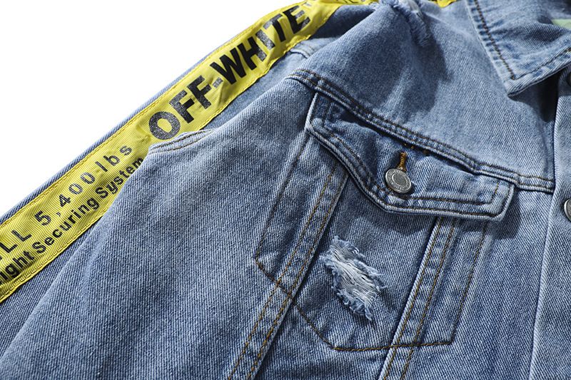 denim jacket yellow stripe