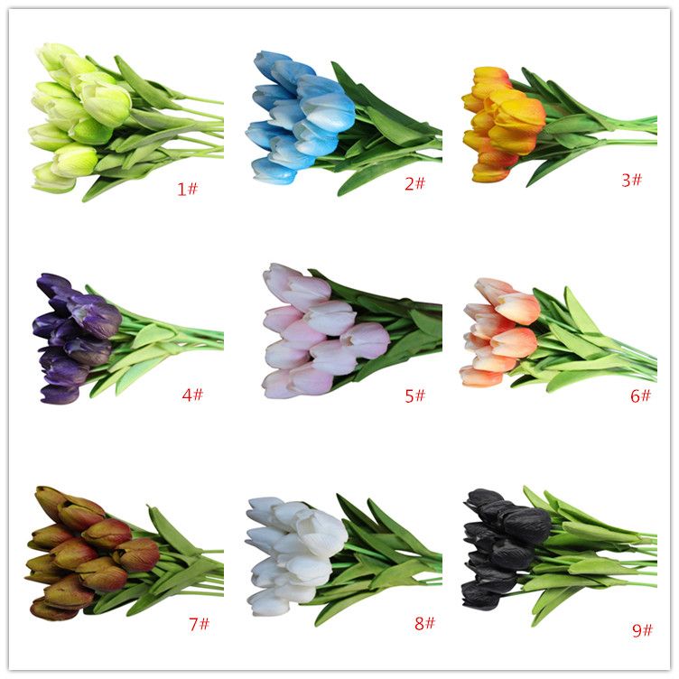 2020 Latex Tulips Artificial Pu Flower Bouquet Real Touch Flowers