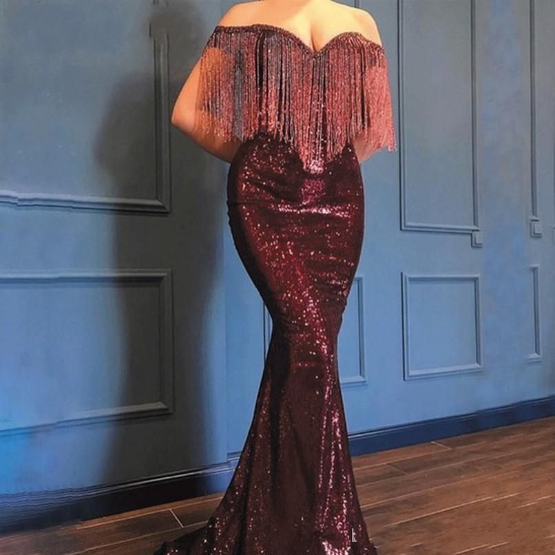 burgundy tassel dress