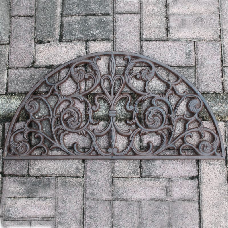 Cast Iron Doormat Half Round Tulip Scrolled Door Mat Antique
