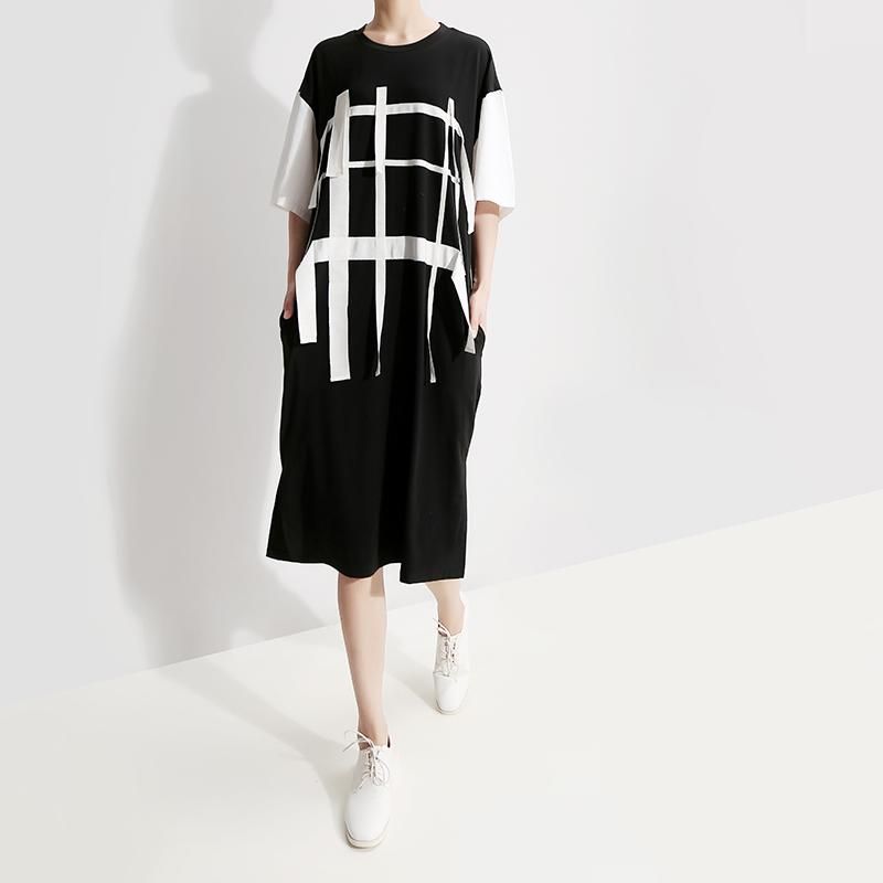 black straight midi dress