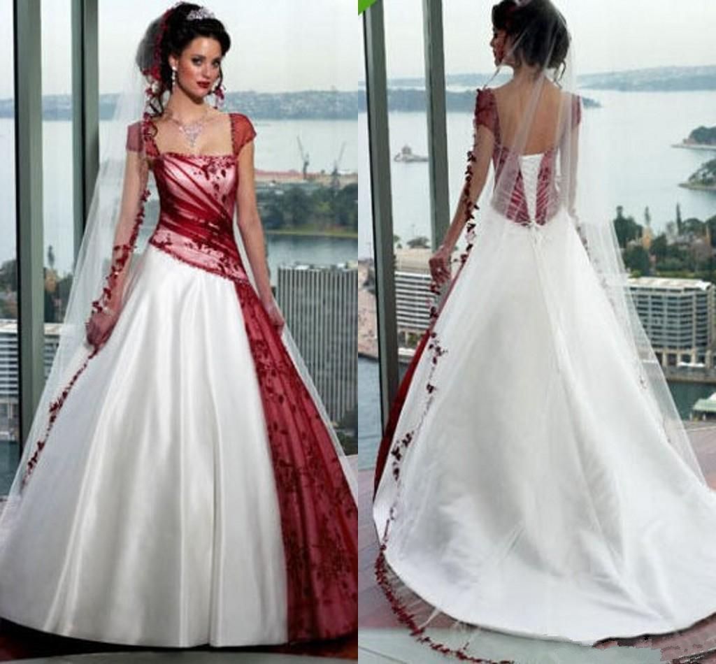 Acquistare Abiti Da Sposa Da Sposa Gotici Vintage In Pizzo E Bordeaux Con  Scollo A Cuore E Maniche Corte A Coda Di Rondine Economico | Consegna  Veloce E Qualità | It.Dhgate
