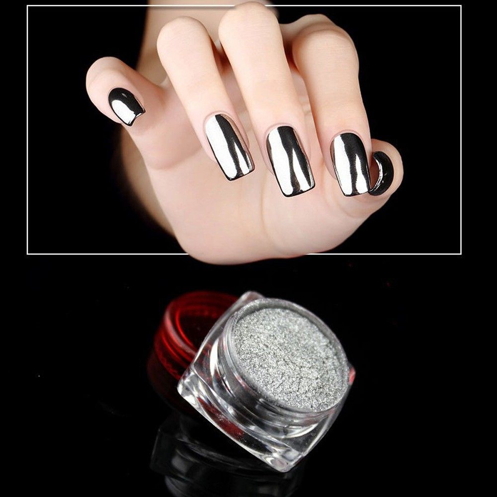 Women Mirror Powder Effect Chrome Nails Pigment Gel Polish Diy