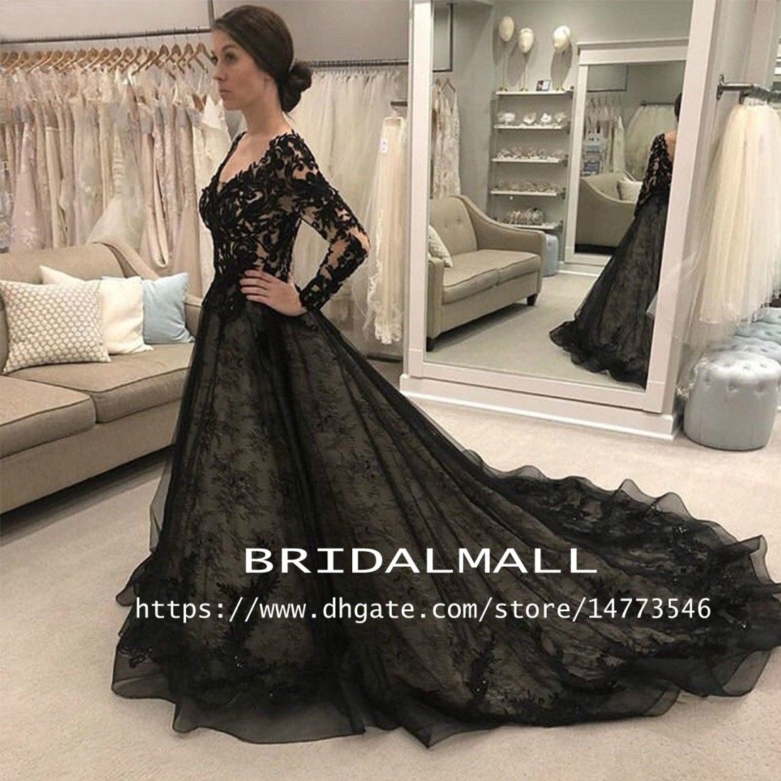 plus size black lace wedding dress