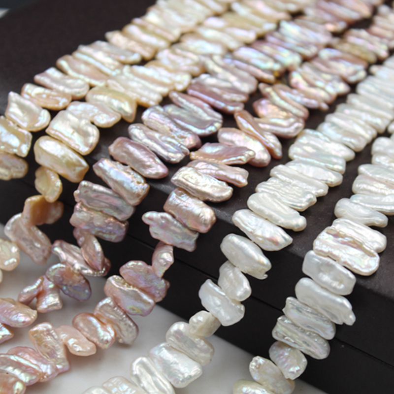 Natural 9x18mm Freshwater Biwa Baroque Reborn Pearl Jewelry Beads Strand 15" 