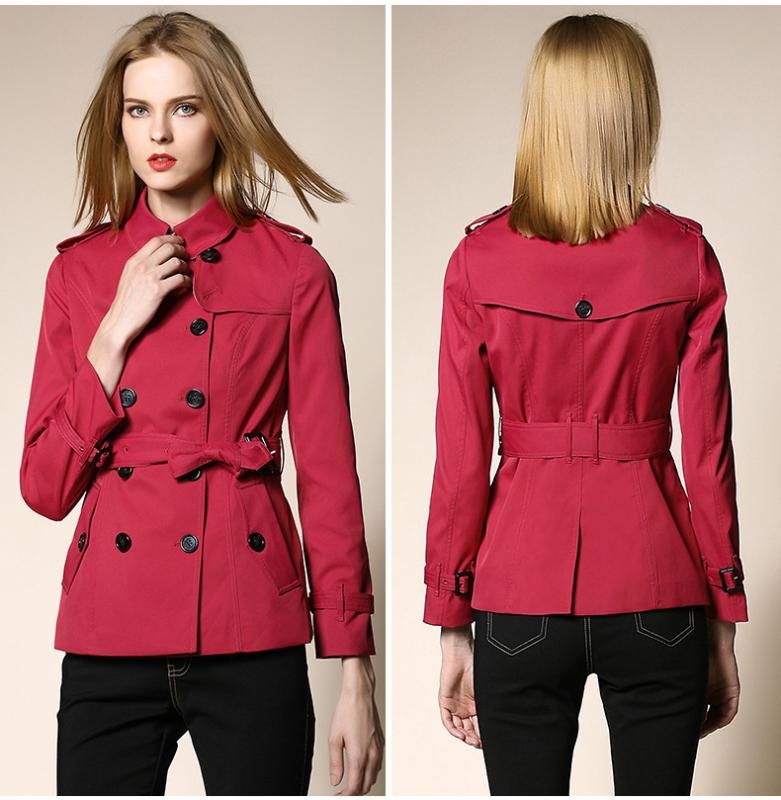 double breasted short trench coat