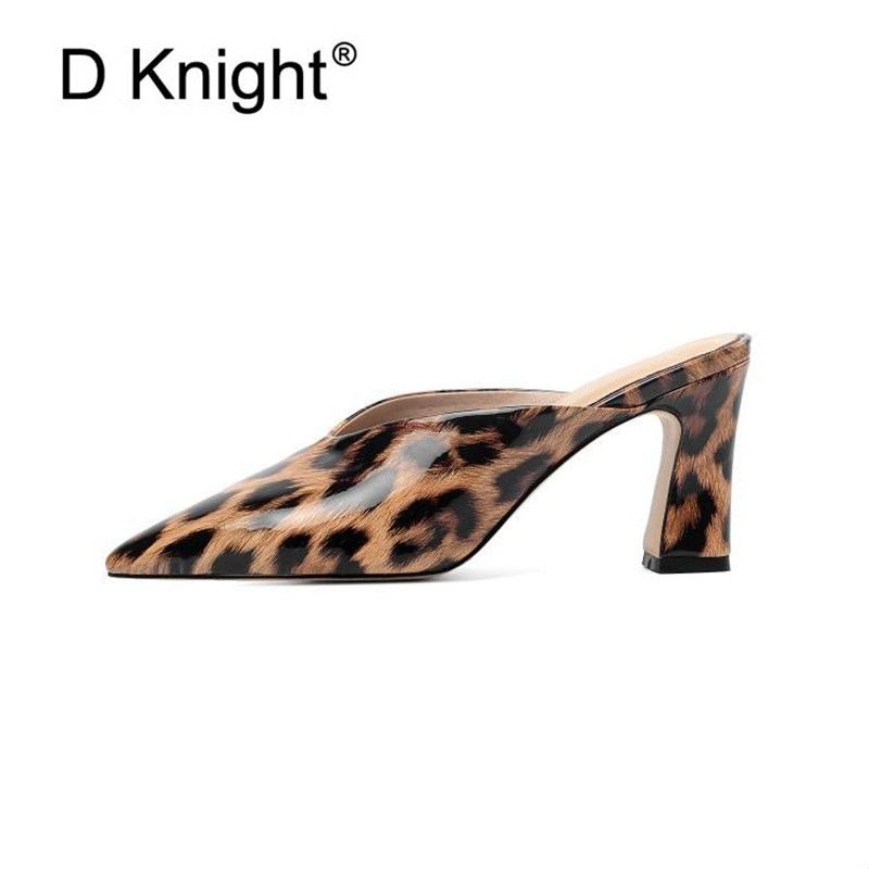 printed high heel slingback mules