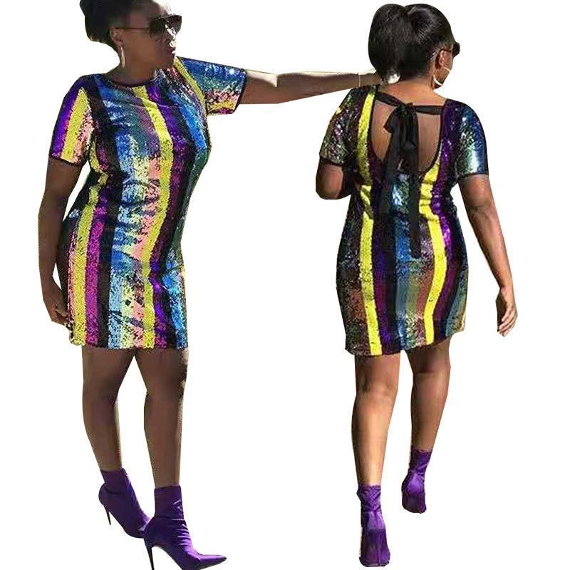 rainbow sequin wrap dress