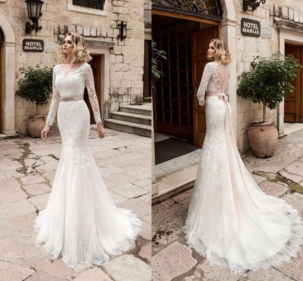 traditional long sleeve wedding dress