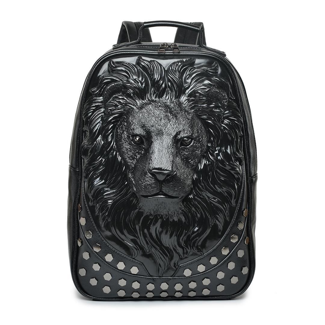 Acquistare Zaino Da Uomo In Pelle Morbida 3D In Rilievo Con Testa Di Leone Con  Borchie Rivetto Gother Travel Punk Rock Zaino Laptop Borsa Scuola Di  Halloween Economico | Consegna Veloce E