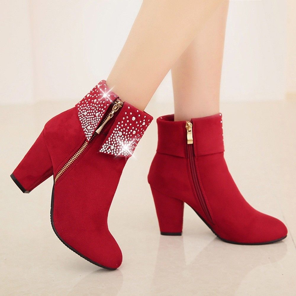 red winter boots for women