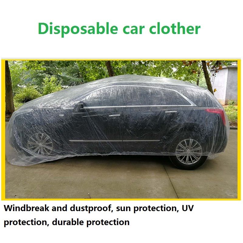 Clear Plastic Temporary Universal Disposable Car Cover Rain Dust Garage Cover