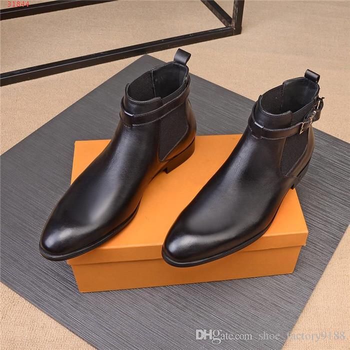 black leather casual boots mens