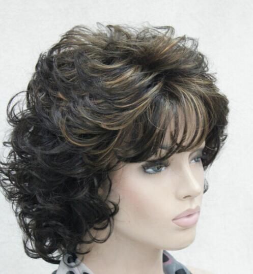 Sexy Curly Dark Brown With Strawberry Blonde Highlight 14 Women Synthetic Wig Natural Hair Wigs Uk Black Women Wig From Dingyingying68687 20 09