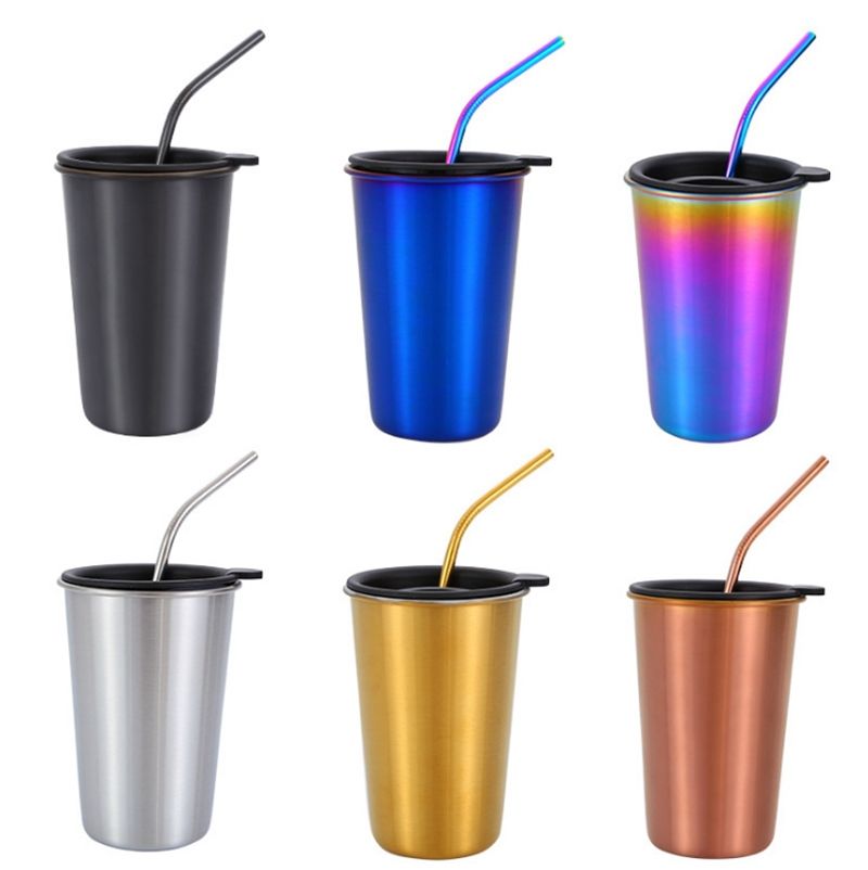 أكواب القهوة الشمال المقاوم للصدأ البهلوانات أطقم Reusable النبيذ الزجاج الباردة شرب كوب سيارة Drinkware مع الأغطية القش 4 تصاميم Yw3646 2020 من Disposable Masks 17 32ر س موبايل Dhgate